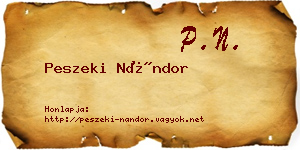 Peszeki Nándor névjegykártya